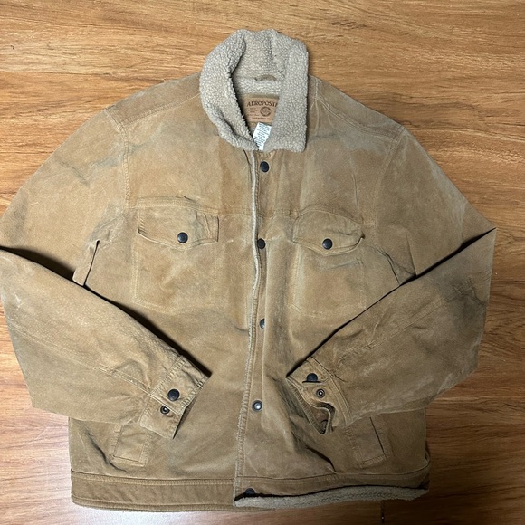 VINTAGE DEADSTOCK NWOT CONDITION Aeropostale leather fleece lined jacket! - Picture 2 of 6